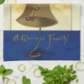 7月4日ヴィンテージイーグルとリバティーベル キッチンタオル (折り畳み)