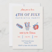 7月4日ヴィンテージ愛国的パーティーお祝い 招待状 (正面)