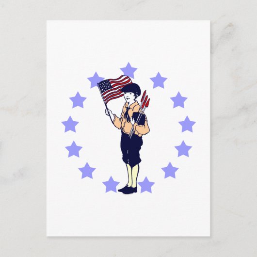 7月4日ヴィンテージ愛国芸術 ポストカード (正面)