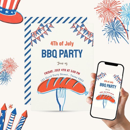 7月4日ヴィンテージ独立記念日BBQパーティー 招待状