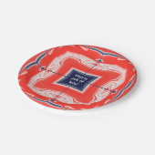 7月4日万華鏡のように千変万化するパターン赤白青 ペーパープレート (アングル)