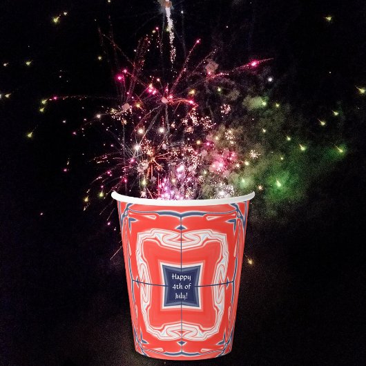 7月4日万華鏡のように千変万化するパターン赤白青 紙コップ