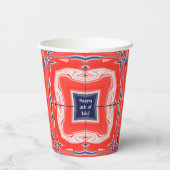 7月4日万華鏡のように千変万化するパターン赤白青 紙コップ (裏面)