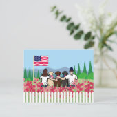 7月4日三ラブラドール父母ブラウン ポストカード (スタンド正面)