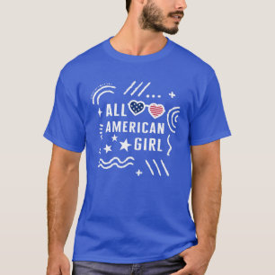 7月4日全米ガール花火アメリカ国旗 Tシャツ