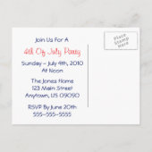 7月4日国旗の招待状はがき インビテーションポストカード (裏面)