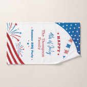7月4日夏のパーティー赤白青愛国心 ハンドタオル (ハンドタオル)