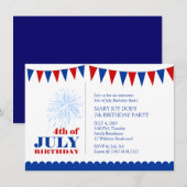 7月4日子供の誕生日パーティー招待状 招待状 (正面/裏面)