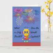 7月4日子供へロボットと花火 カード (黄色い花)