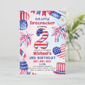 7月4日小さな花火 2歳の誕生日パーティー 招待状 (スタンド正面)