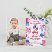 7月4日小さな花火 2歳の誕生日写真 招待状 (スタンド正面)