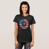 7月4日平和ひまわりアメリカ自由アメリカF Tシャツ (正面フル)