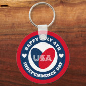 7月4日愛するアメリカ愛国心赤白青 キーホルダー (正面)
