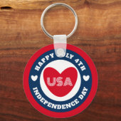 7月4日愛するアメリカ愛国心赤白青 キーホルダー (裏面)