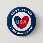 7月4日愛するアメリカ愛国心赤白青 缶バッジ (正面)