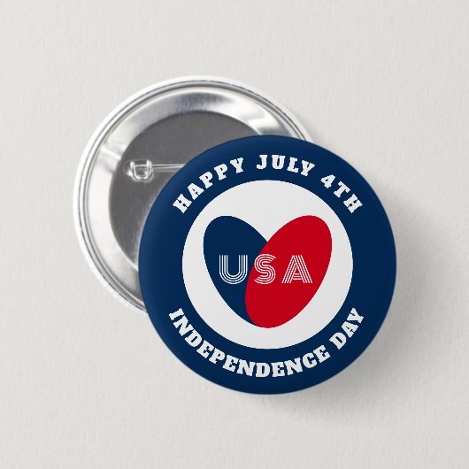 7月4日愛するアメリカ愛国心赤白青 缶バッジ (正面&裏面)
