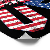 7月4日愛ひまわり愛国的アメリカ国旗 ポスター (角)