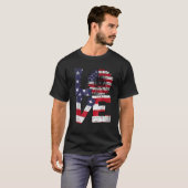 7月4日愛ひまわり愛国的アメリカ国旗 Tシャツ (正面フル)