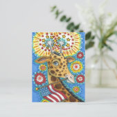 7月4日愛国キリン&花火かわいいおもしろい シーズンポストカード (スタンド正面)