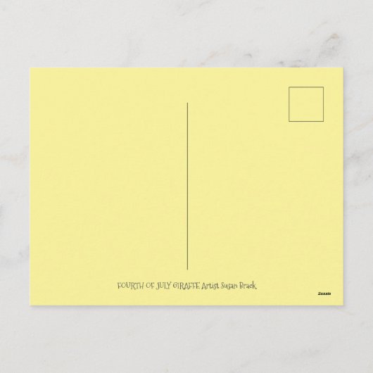 7月4日愛国キリン&花火かわいいおもしろい シーズンポストカード (裏面)