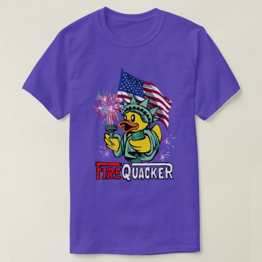 7月4日愛国爆竹ゴムダック火災 Tシャツ (デザイン正面)
