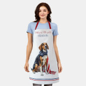 7月4日愛国犬パーソナライズされた エプロン (着用した状態)