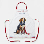 7月4日愛国犬パーソナライズされた エプロン (正面)