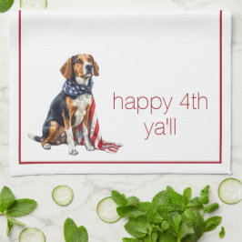 7月4日愛国犬パーソナライズされた キッチンタオル