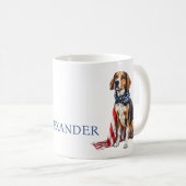 7月4日愛国犬パーソナライズされた コーヒーマグカップ (正面右)