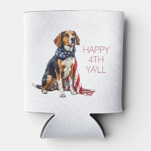 7月4日愛国犬パーソナライズされた 缶クーラー (正面)