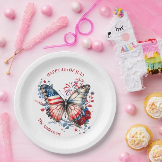 7月4日愛国独立記念日ファミリー名 ペーパープレート (パーティー)