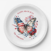 7月4日愛国独立記念日ファミリー名 ペーパープレート (正面)