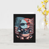 7月4日愛国的なヒッポ米国国旗 カード (黄色い花)