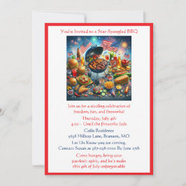 7月4日愛国的な休日BBQ招待状 招待状