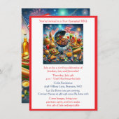 7月4日愛国的な休日BBQ招待状 招待状 (正面/裏面)