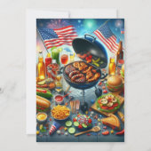 7月4日愛国的な休日BBQ招待状 招待状 (裏面)