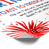 7月4日愛国的な紅白と青飲料の看板 ポスター (角)