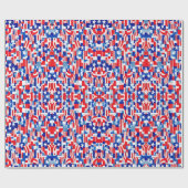 7月4日愛国的な赤白と青の星 ラッピングペーパー (フラット)