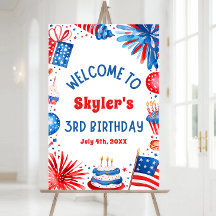 7月4日愛国的な3回目の誕生日パーティーウェルカムサイン