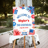 7月4日愛国的な3回目の誕生日パーティーウェルカムサイン ポスター