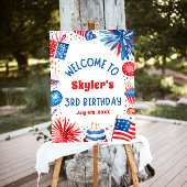 7月4日愛国的な3回目の誕生日パーティーウェルカムサイン ポスター