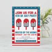 7月4日愛国的アイスクリームポップ・アートのパーティー 招待状 (スタンド正面)
