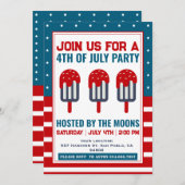 7月4日愛国的アイスクリームポップ・アートのパーティー 招待状 (正面/裏面)