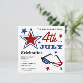7月4日愛国的アメリカ国旗サングラス 招待状 (スタンド正面)