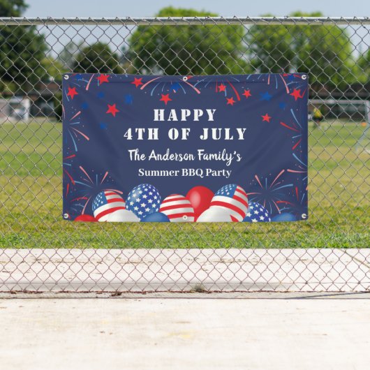 7月4日愛国的名前をカスタムするパーティー 横断幕 (インサイチュ)