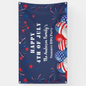 7月4日愛国的名前をカスタムするパーティー 横断幕 (縦)