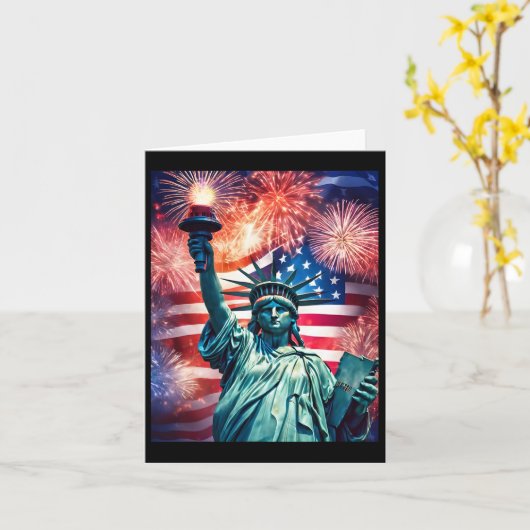 7月4日愛国的自由の米国国旗C カード (黄色い花)