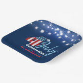 7月4日愛国的赤白青灯USA国旗 ペーパープレート (傾斜あり)