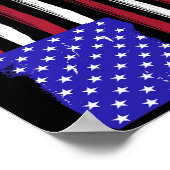 7月4日愛国的赤白青米国国旗Figh ポスター (角)