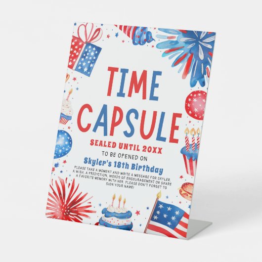 7月4日愛国第1回バースデータイムカプセル 台座サイン (正面)